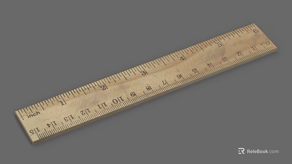Brass Measuring Ruler With Clear Measurement Marks And Accurate Scales 3d model 