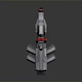 Futuristic Sci Fi Weapon With Metallic Body And Red Mechanical Accents