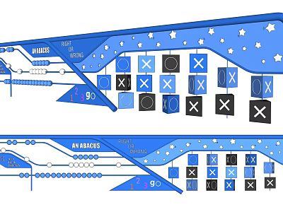 Blue Feature Wall Design With Star Patterns X O Symbols And Decorative Elements 3d model