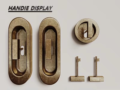 Oval And Round Shaped Brass Door Handles With Matching Keys For Home Use 3d model