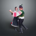 Woman Wearing Traditional Folk Costume Dancing With Partner In Cultural Event