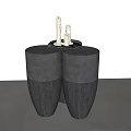 Black Textured Side Table With Three Legs Tray And White Candles 3d model