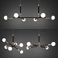 Modern Chandelier Design with Multiple Globe Lights Black and Gold Metal Frame Hanging