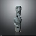 Humanoid Creature Sculpture With Gray Color Hand On Mouth And Simple Facial Features