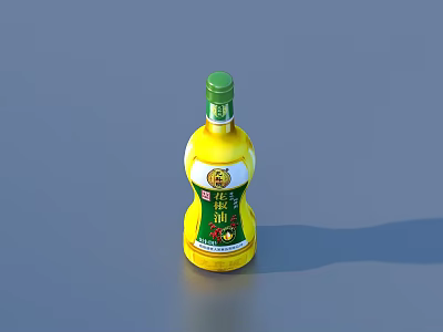 Yellow Sesame Oil Bottle with Green Cap and Chinese Label Design for Daily Use 3d model