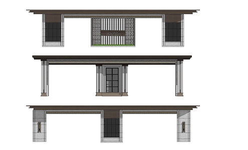 new chinese style gate 3d model