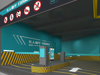 Unmanned Road Facilities Featuring Scan Code Access Traffic Signs Speed Limit And No Pedestrians 3d model