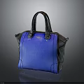 Stylish Two Tone Blue And Black Leather Handbag With Top Handles Design