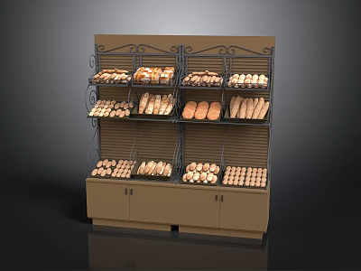 Bakery Bread Display Cabinet With Metal Frame And Multiple Storage Shelves 3d model