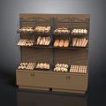 Bakery Bread Display Cabinet With Metal Frame And Multiple Storage Shelves