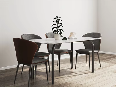 Modern Dining Table and Chair Combination Rock Plate Dining Table 3d model