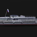 Modern Cruise Ship With Russian Flag Multi-Deck Exterior And Large Windows