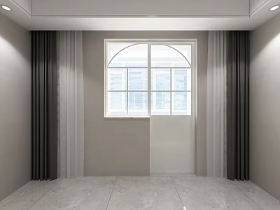 Modern Minimalist Interior With Floor to Ceiling Window Light Colored Walls And Marble Floor 3d model