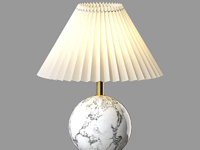 Luxurious Modern Table Lamp With Marble Globe Base Golden Stand And Pleated Lampshade 3d model