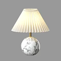 Luxurious Modern Table Lamp With Marble Globe Base Golden Stand And Pleated Lampshade