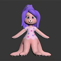 Doll With Octopus Like Legs Purple Hair Pink Body Polka Dot Dress Red Head Accessory