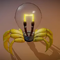 Unique Bulb Crab Design With Transparent Light Bulb Body And Yellow Claws Illuminated Inside