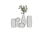 Textured White Vases with Green Foliage in Various Shapes for Home Decor