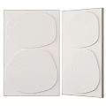White Textured Decor Elements With Oval Relief Square Pattern And Pleated Design 3d model