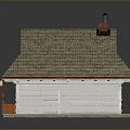 Traditional Wooden House Featuring Gray Shingle Roof Small Chimney White Walls and Orange Porch Pillars