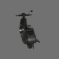 Dark Colored Vintage Style Scooter With Comfortable Seat And Rearview Mirrors