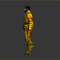 Male Warrior Character In Golden Armor With Creature Inspired Details