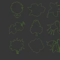 Various Golden Flower Leaf And Plant Silhouette Decorative Designs Collection