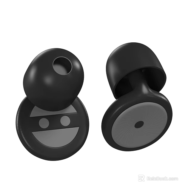 Black Wireless Earbuds With Sleek Circular Design For Comfortable Listening Experience 3d model 
