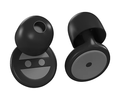 Black Wireless Earbuds With Sleek Circular Design For Comfortable Listening Experience 3d model