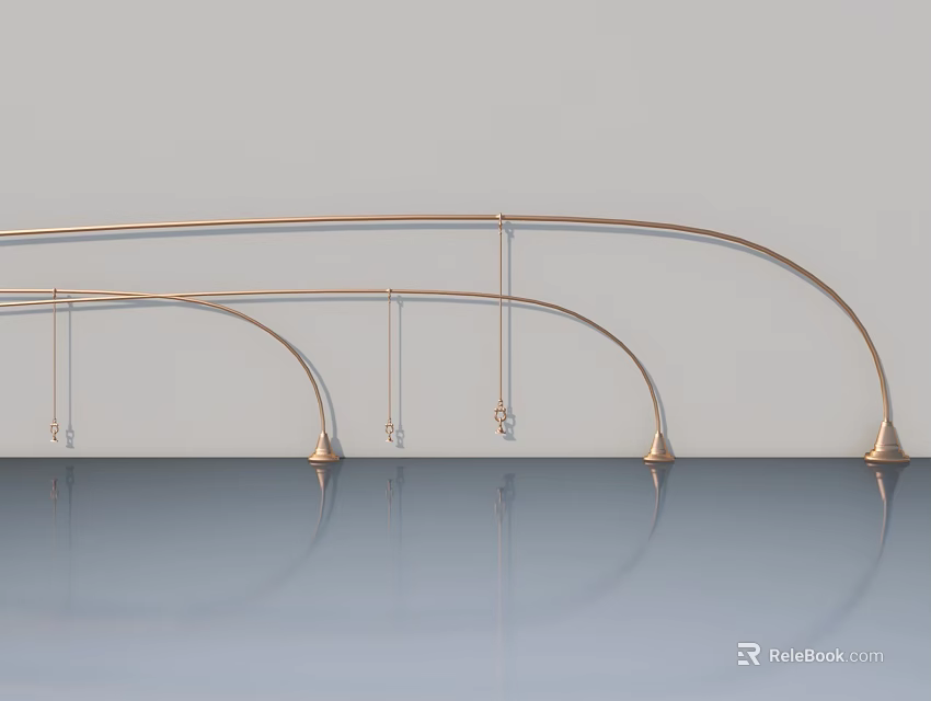 Modern Curved Swing Doors With Metal Frame And Smooth Reflective Surface Design 3d model 