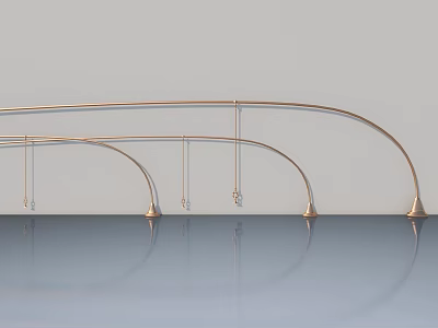 Modern Curved Swing Doors With Metal Frame And Smooth Reflective Surface Design 3d model
