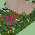 Family Friendly Garden Landscape With Lush Trees Colorful Flowers And Stone Pathway