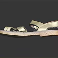 Leather Sandals with Beige Straps and Brown Sole Simple Buckle Design Casual Summer Footwear