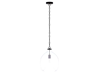 Modern Minimalist Pendant Light With Black Chain And Transparent Glass Shade 3d model