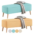 Beige And Gray Lazy Sofa With Striped Blanket And Pillow Wooden Legs And Color Options