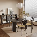 Modern Open Restaurant Interior With Wooden Dining Table And Pendant Light