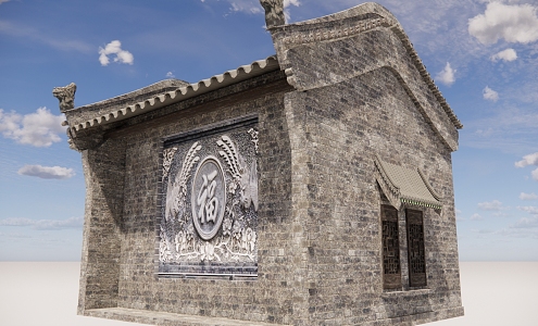 Chinese ancestral temple ancient building 3d model