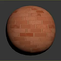 Scenic Landscape Featuring Red Brick Sphere With Textured Surface And Gray Background 3d model