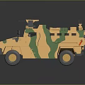 Camouflaged Armored Military Utility Vehicle With Roof Mounted Equipment And Heavy Duty Tires