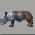 Artistic Decorative Ornament Set With Rhinoceros Figurine And Gradient Blue Gray Brown Colors