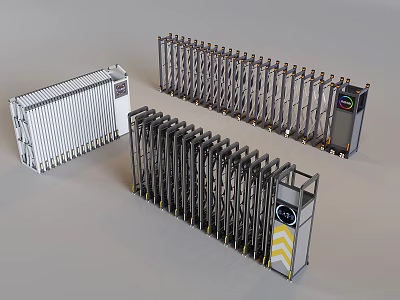 Electric retractable gate automatic sliding door folding door access control machine 3d model