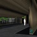 Modern Entrance Gate Design With Marble Walls Canopy And Green Plants