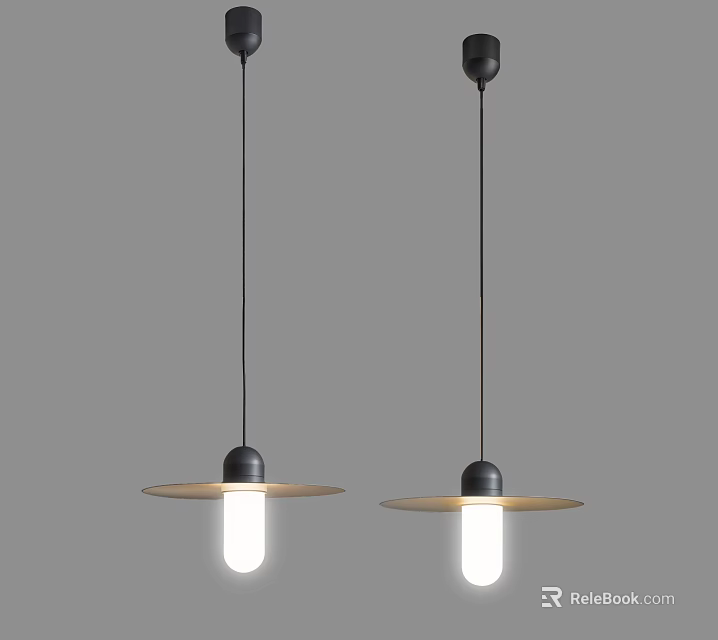 Modern Minimalist Pendant Lights With Circular Shade And Black Hanging Cable 3d model
