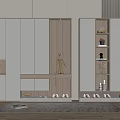 Modern Shoe Cabinet With Storage Cabinets Display Shelves And LED Lighting