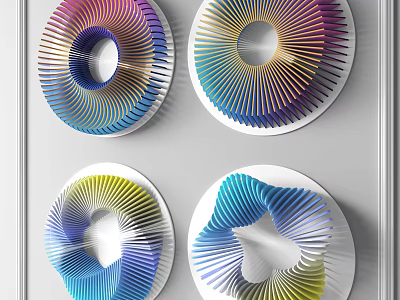 Colorful Spiral Circular Modern Wall Decor Art Pieces With Unique Design 3d model