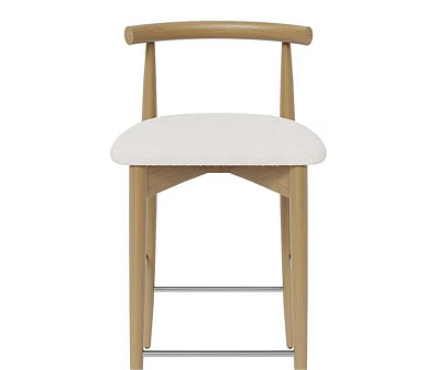 Stylish Wooden Dining Chair With Curved Backrest And White Padded Seat 3d model