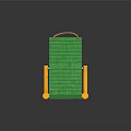 Green Wooden Ramp With Yellow Support Posts And Top Handle For Kids Play Equipment