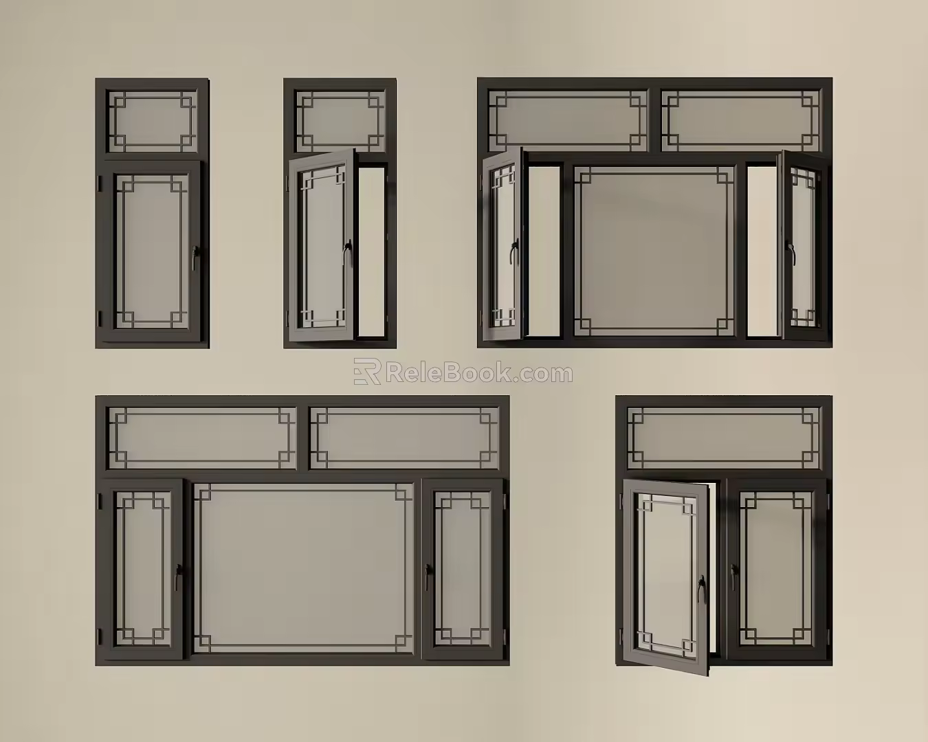Chinese-style window new Chinese-style window casement window glass window door window bay window floor-to-ceiling window 3d model