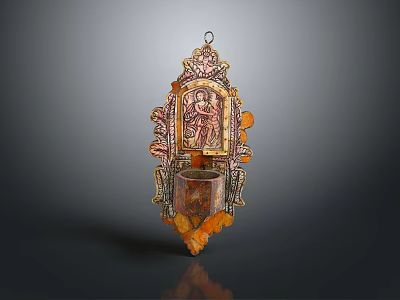 Vintage Style Decorative Wall Hanging Candle Holder With Ornate Carved Details 3d model