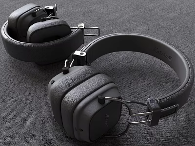 Premium Modern Headphones With Soft Leather Earpads And Metal Support Frame 3d model